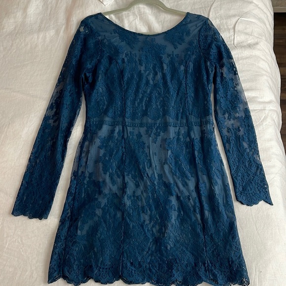 Free People Lace Long Sleeve Mini Dress - Picture 1 of 5